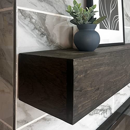 Modern Fireplace Mantel Floating Shelf Hand Crafted Brown 48Lx6Hx8D Z803083