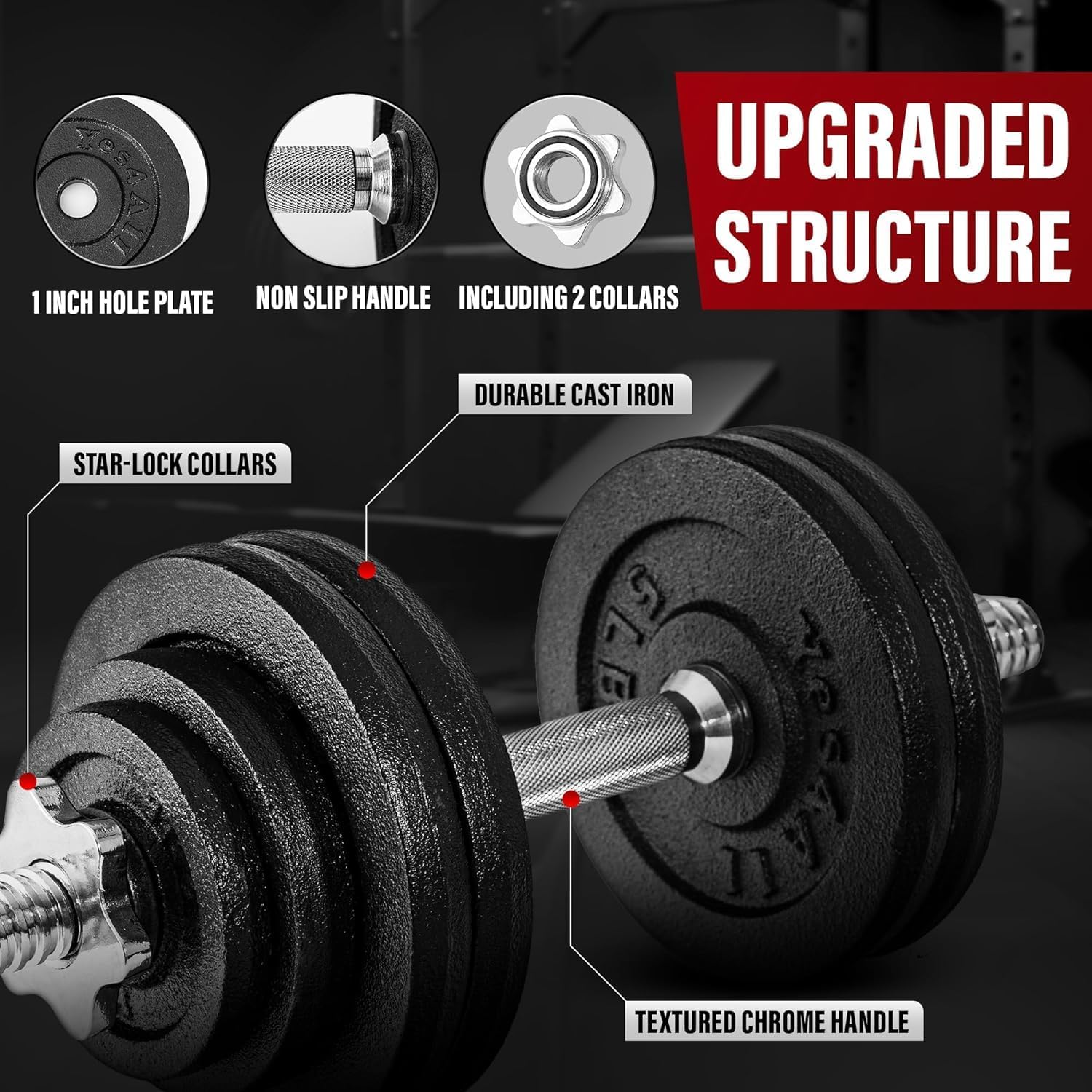 Yes4All Adjustable Dumbbell Set of 2, 200 LBS Z907120