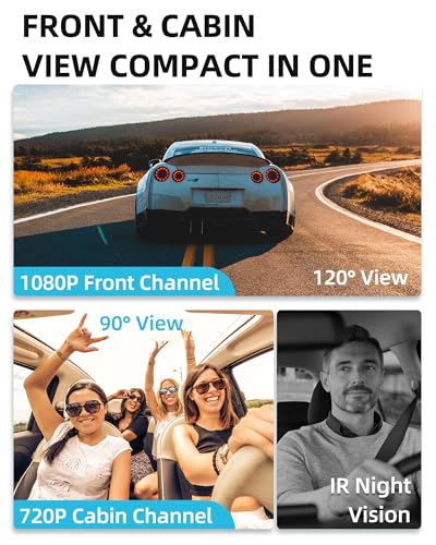 JC261P Dash Cam Front and Inside, 1080P, GPS, 24H Loop Recording A9633