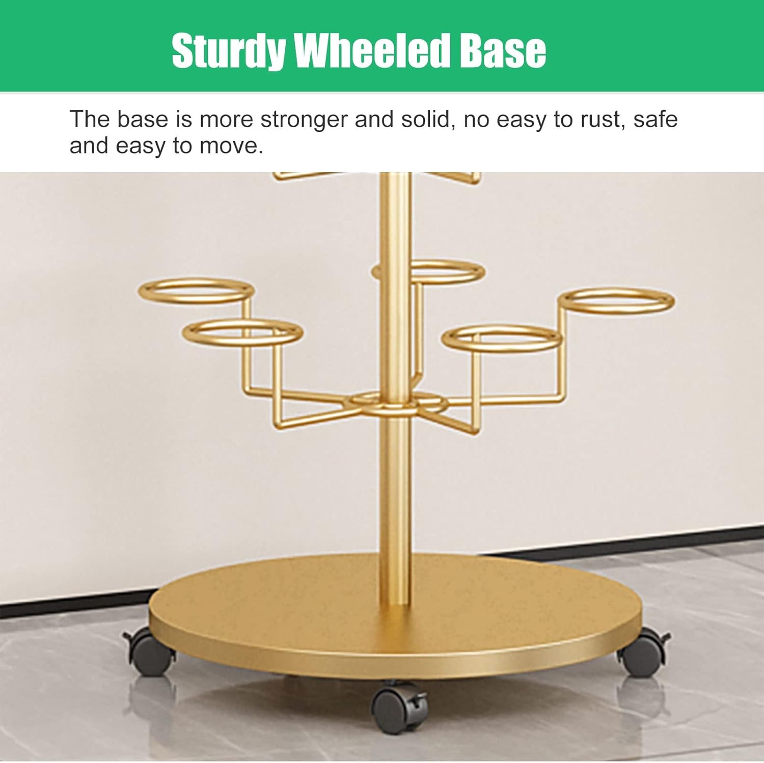 Modern Rotating Hat Display Rack with Wheels, 4 Tier, White N3380