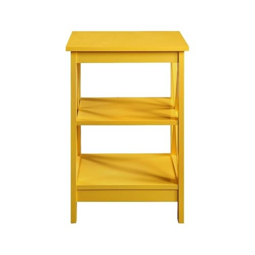 Convenience Concepts Oxford End Table with Storage Shelves, White Faux Marble/Black N969
