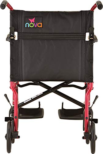 NOVA Medical Products Ultra Lightweight Transport Chair, Red J18370