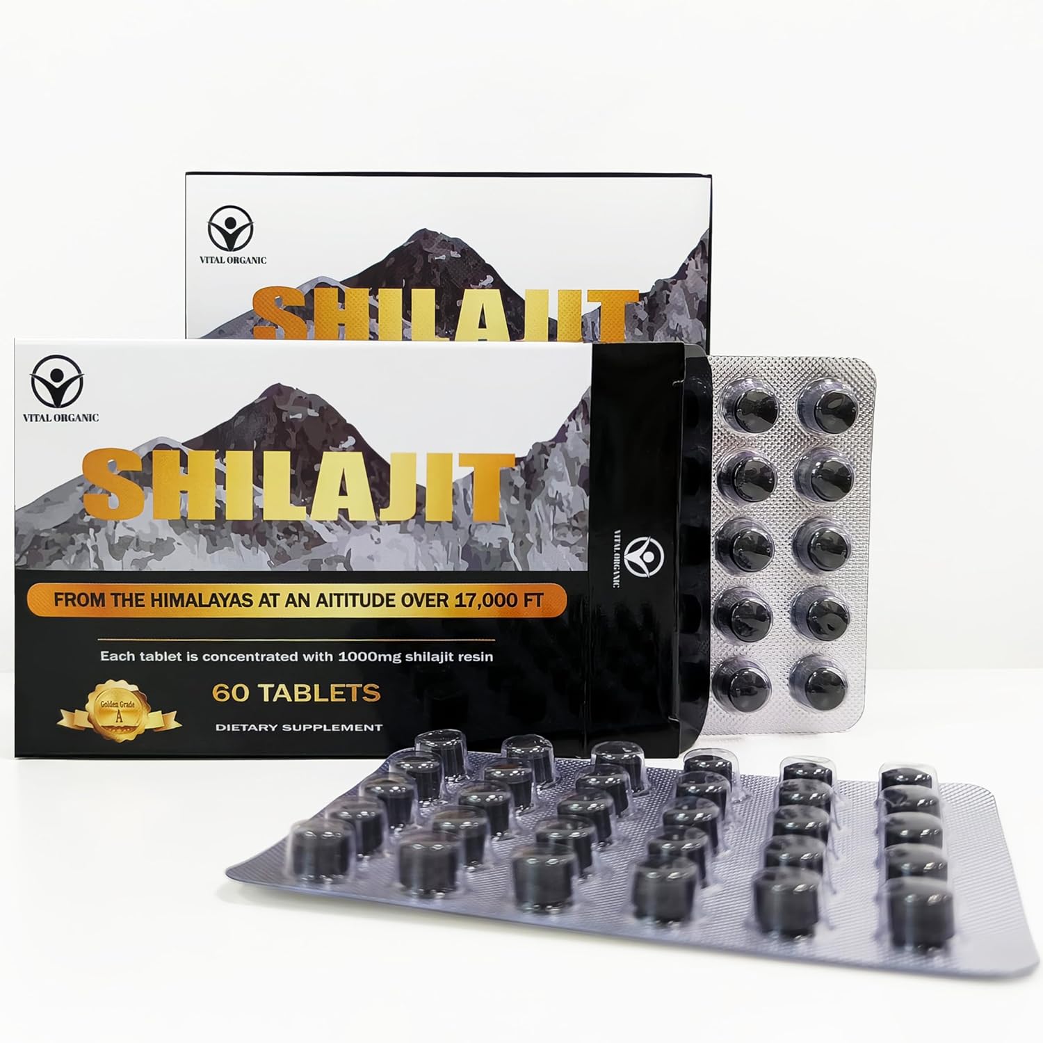 120 Shilajit Tablets, 100% Pure Natural Shilajit, Shilajit Supplement Rich in Fulvic Acid & 85+ Trace Minerals (1000mg each), Shilajit Pure Himalayan Organic Supplement for Energy & Immune System
