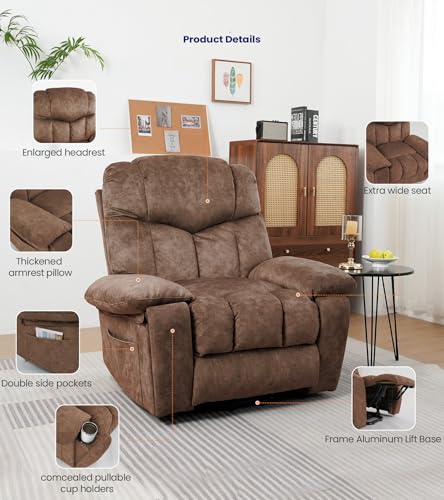 Power Lift Recliner Chair for Elderly with Massage and Cup Holders, Grey O20756