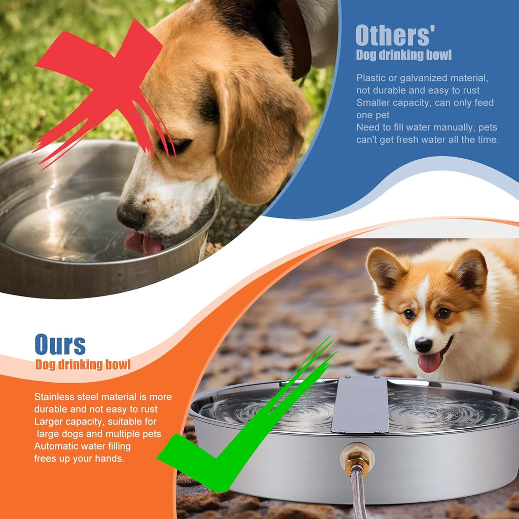 Stainless Steel Automatic Dog Water Bowl Dispenser for Large Breed Outdoor Use W4587