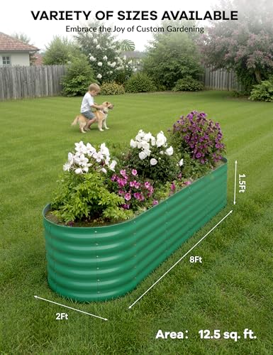 4x2x2Ft Oval Galvanized Steel Raised Garden Bed - Outdoor Metal Planter Box for Vegetables, Flowers, Herbs L43315
