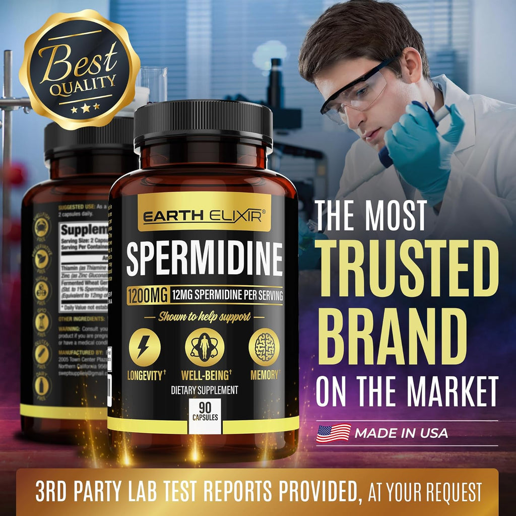 Spermidine Supplements 1200mg 90 Capsules – Fermented Wheat Germ Extract V157