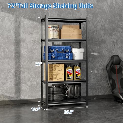 Heavy Duty 3-Tier Adjustable Metal Garage Shelving Unit, Black G3899