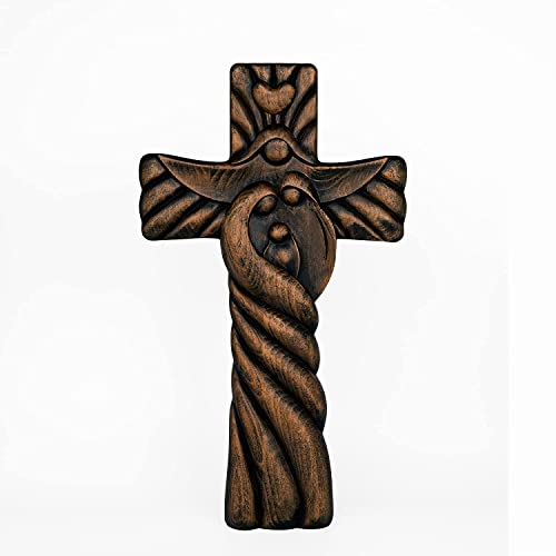 BGCOPPER Crucifix Wall Cross Handmade Wooden with Hook, Christian Wall Art, 14 Inch L40287