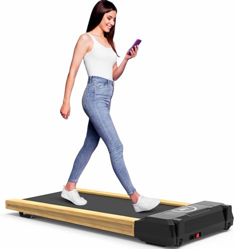 Walking Pad, High Grade Wood Under Desk Treadmill 300LBS Capacity, Max 3.5 HP Electric Treadmill for Home Office Installation-Free with Remote Control LED Display High，Sound Quality Speaker