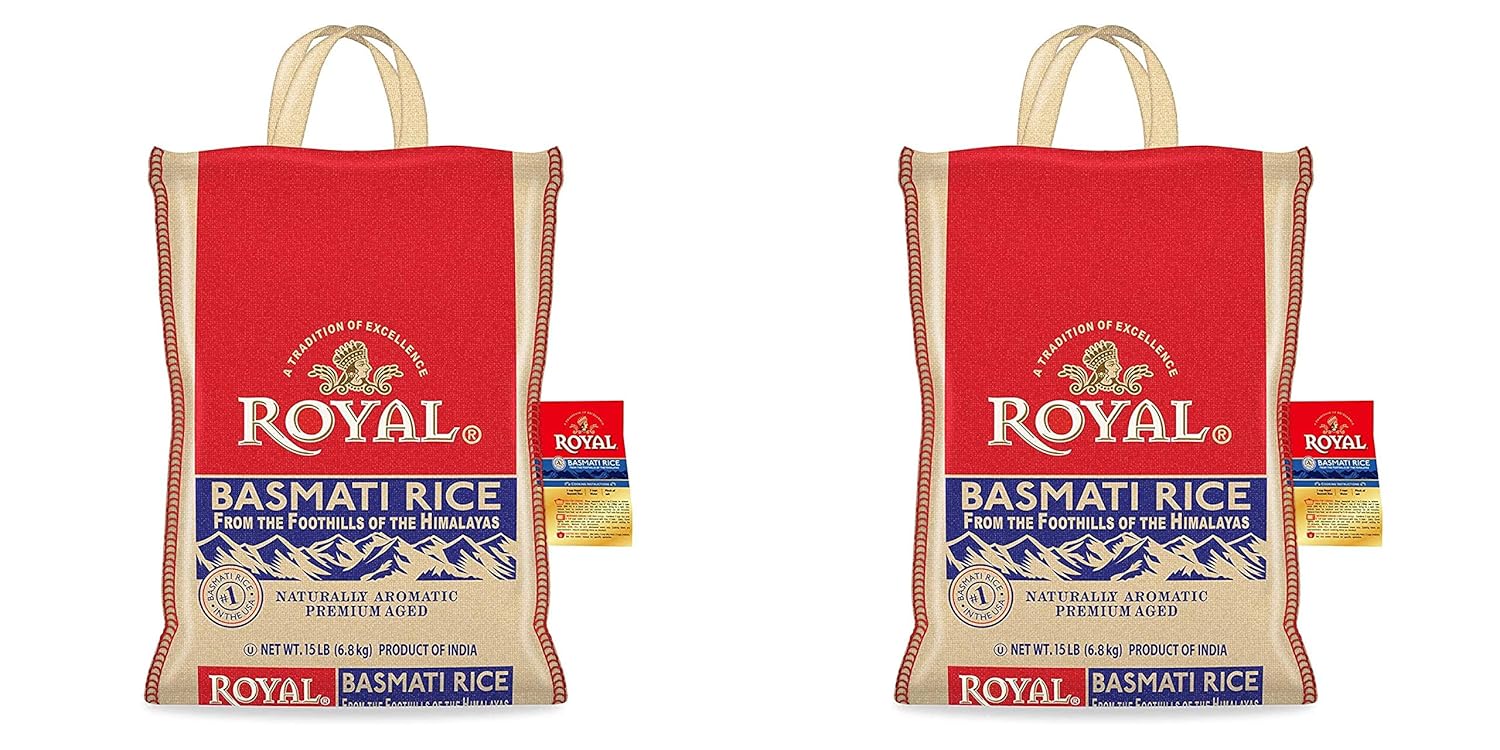 Royal Basmati Rice, 15-Pound Bag, White Set of 2