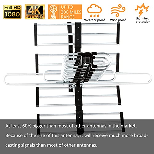 Five Star Outdoor HDTV Antenna 200 Mile Long Range, Attic or Roof Mount, 4K 1080P VHF UHF, Supports 4 TVs R727