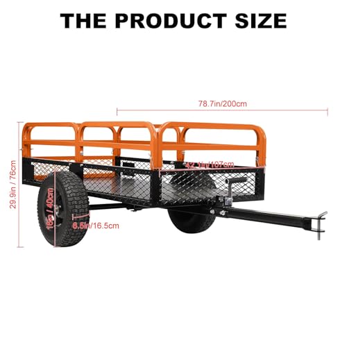 Heavy Duty Steel Dump Cart Utility Trailer 1600LB Capacity for ATV Lawn Tractor B543