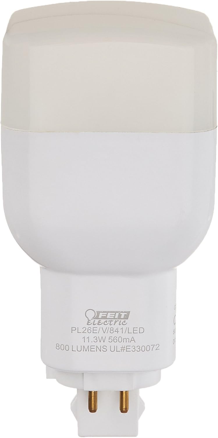 Feit Electric PL26E/V/841/LED LED PL Vertical Recessed, 800 lm, 26W Equivalent, GX24Q-3 Base, 4100k