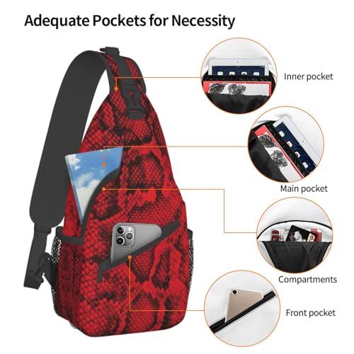 Snakeskin Crossbody Bag Shoulder Backpack Sling Chest Daypack C2256