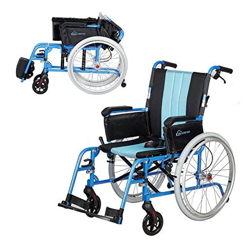 Lightweight Self-Propelled Wheelchair 20" Seat Foldable with Travel Bag T401