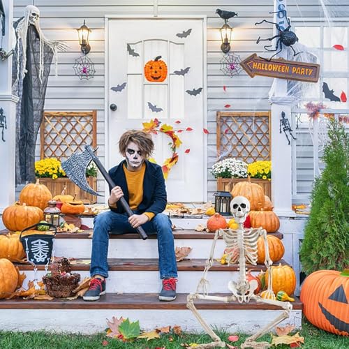 5.4 ft Posable Halloween Skeleton Decoration with Movable Joints L910930