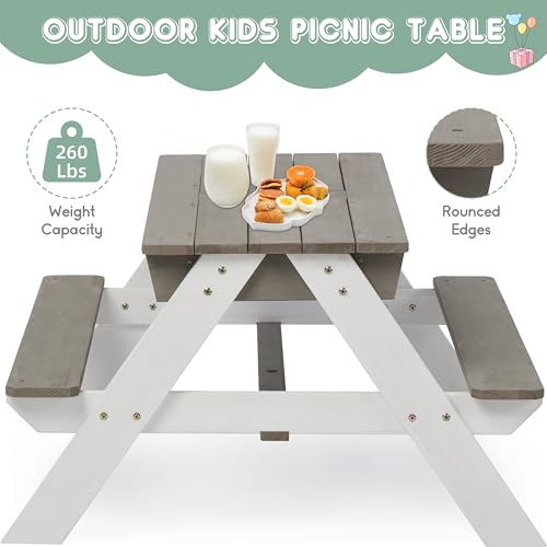 Wooden 3-in-1 Sand & Water Table with Umbrella for Kids Outdoor Play E7312