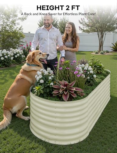 4x2x2Ft Oval Galvanized Steel Raised Garden Bed - Outdoor Metal Planter Box for Vegetables, Flowers, Herbs L43315