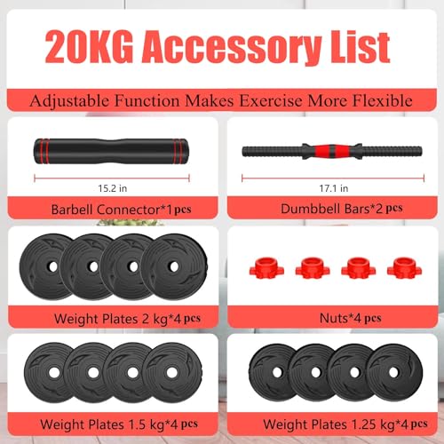 Adjustable Dumbbells Set 20lbs/33lbs/44lbs for Home Gym Workout O8677