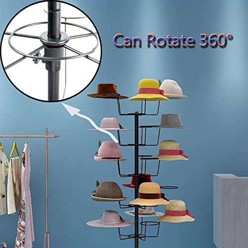 uyoyous 5-Tier Rotating Hat & Wig Display Rack Metal Floor Stand S597