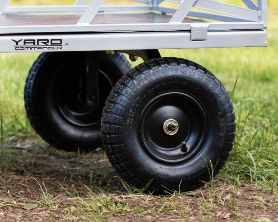 Yard Commander 400LB Heavy Duty Tow Behind ATV Trailer Steel Dump Cart 10-Cubic Feet Garden Utility Trailer V77511