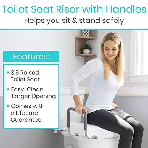 Vive Toilet Seat Risers for Seniors with Handles, White Z937399