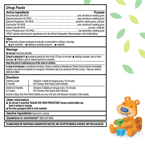 Hyland's Baby Daytime Soothing Tablets with Chamomilla, 125 Count X50294