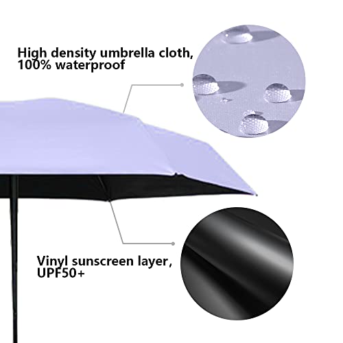 ESUFEIR Mini Travel Sun Umbrella with Case, Compact UV Protection, Lightweight Portable (Black) X9179