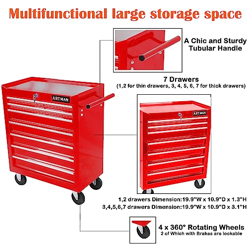 5-Drawer Rolling Tool Cart with Wheels, Black V51953