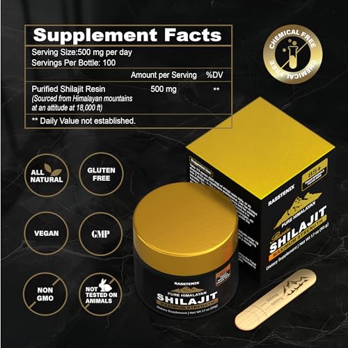 Shilajit Pure Himalayan Organic Resin - 500mg with Fulvic Acid & Trace Minerals C98133