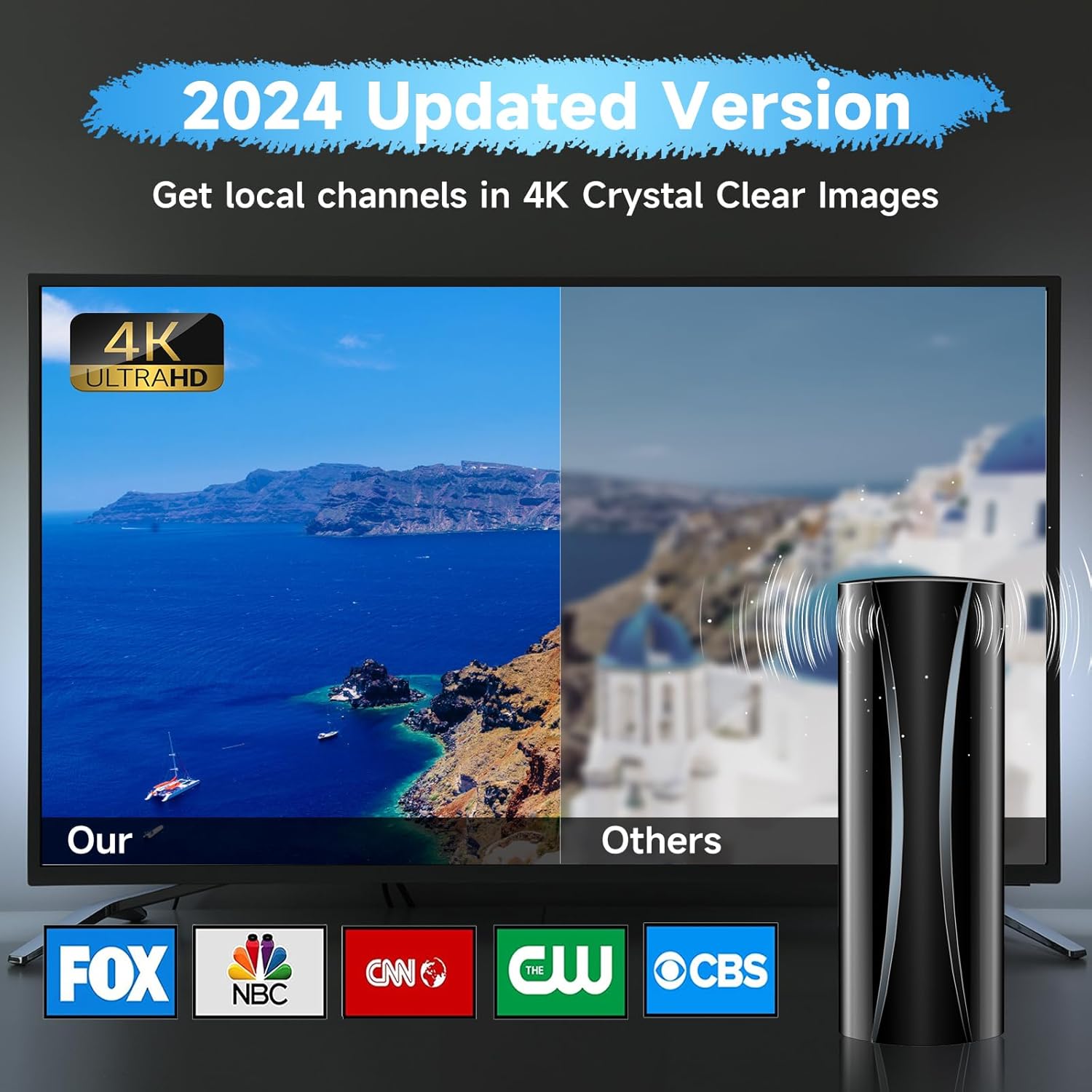 Digital TV Antenna Indoor 4K 1080p with Amplifier and Coaxial Cable V592