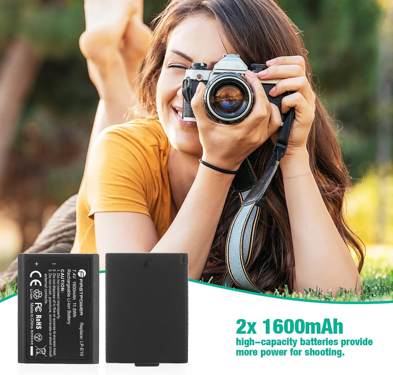 FirstPower LP-E10 Battery 2-Pack for Canon EOS Rebel T3 T5 T6 T7 T100 I968062