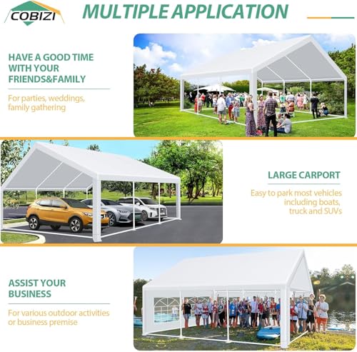 COBIZI 20x40 Party Tent Heavy Duty with Removable Sidewall, White S4012