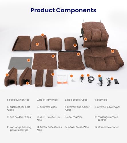 Power Lift Recliner Chair for Elderly with Massage and Cup Holders, Grey O20756