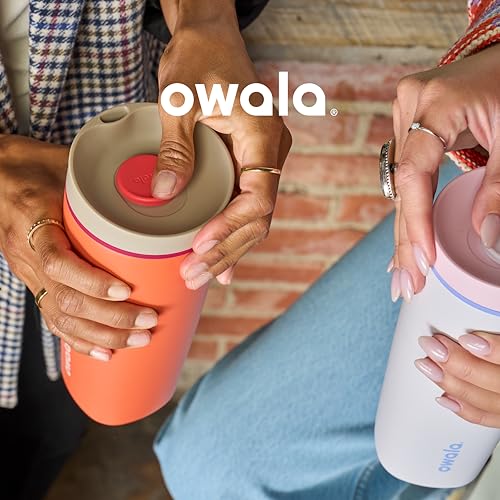 Owala SmoothSip Slider Insulated Stainless Steel Coffee Tumbler 12 oz, Purple/Pink U37182