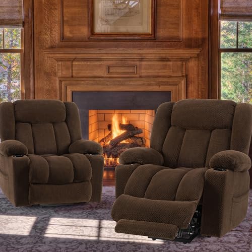 Large Power Lift Recliner for Elderly with Heat and Massage, Dark Brown P13635