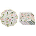 Kate Aspen Pink Floral 9 in. Premium Paper Plates (Set of 16) and Brunch Floral Paper Cocktail Napkins (Set of 30)