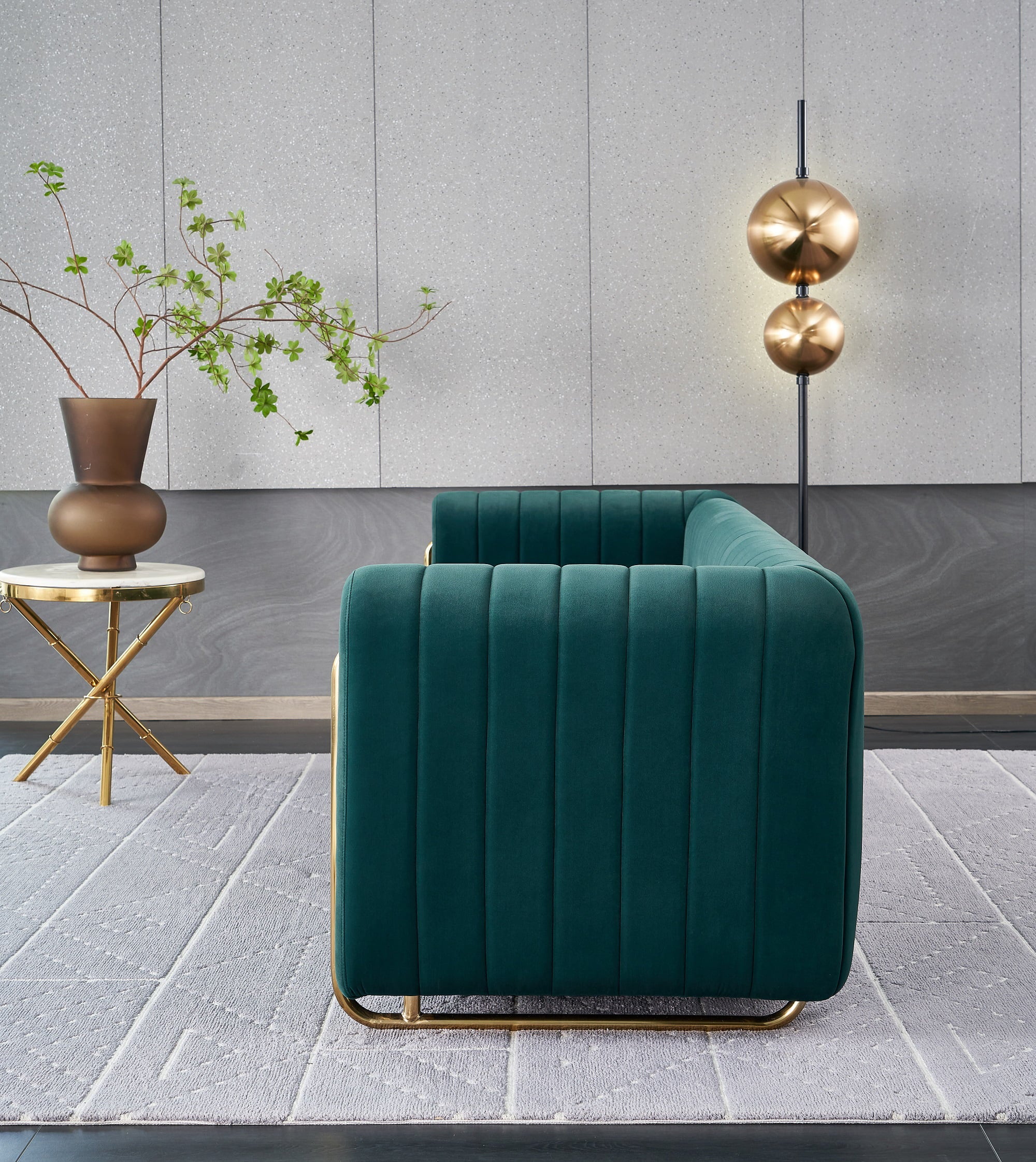 Tufted Velvet Sofa Couch for Living Room, 84 Inches, Green Y148