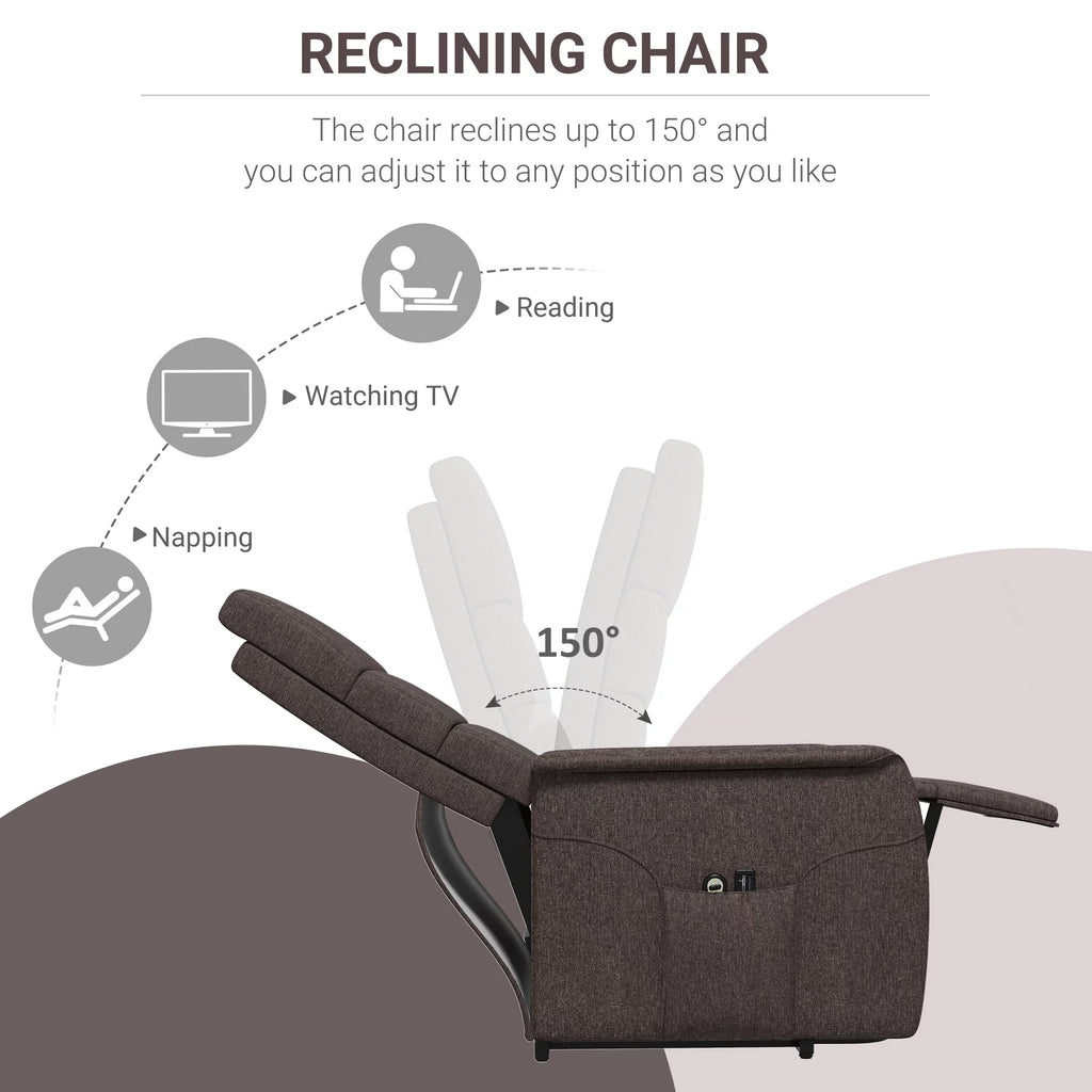 HOMCOM Power Lift Recliner Chair with Vibration Massage, Brown B317