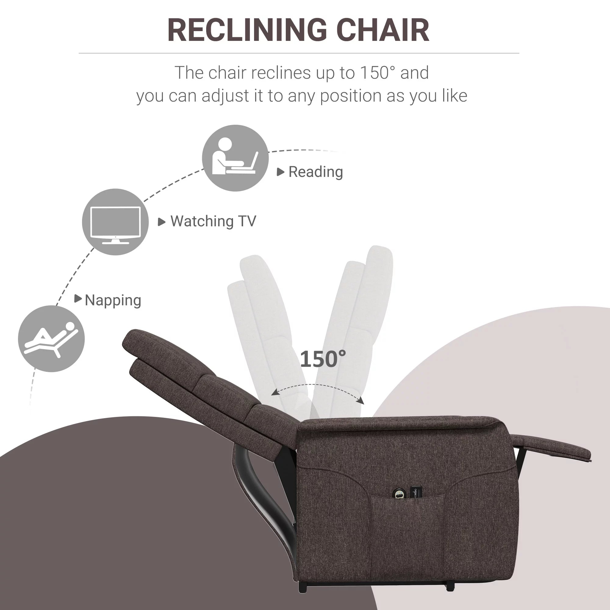 HOMCOM Power Lift Recliner Chair with Vibration Massage, Brown B317