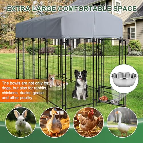 Outdoor Dog Kennel for Large Dogs, Heavy Duty Welded Wire Steel with Roof and Secure Lock G56146