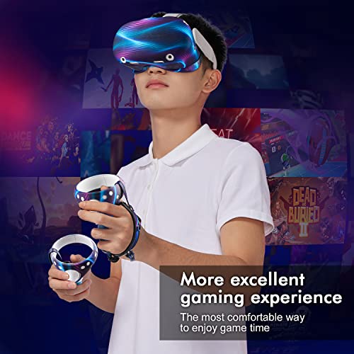 Relohas VR Accessories for Meta Quest 2, Silicone Set with Controller Grips and Face Cover M562331