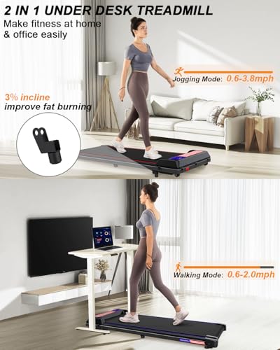 Walking Pad Under Desk Treadmill with Incline, Remote Control LED Display O82445