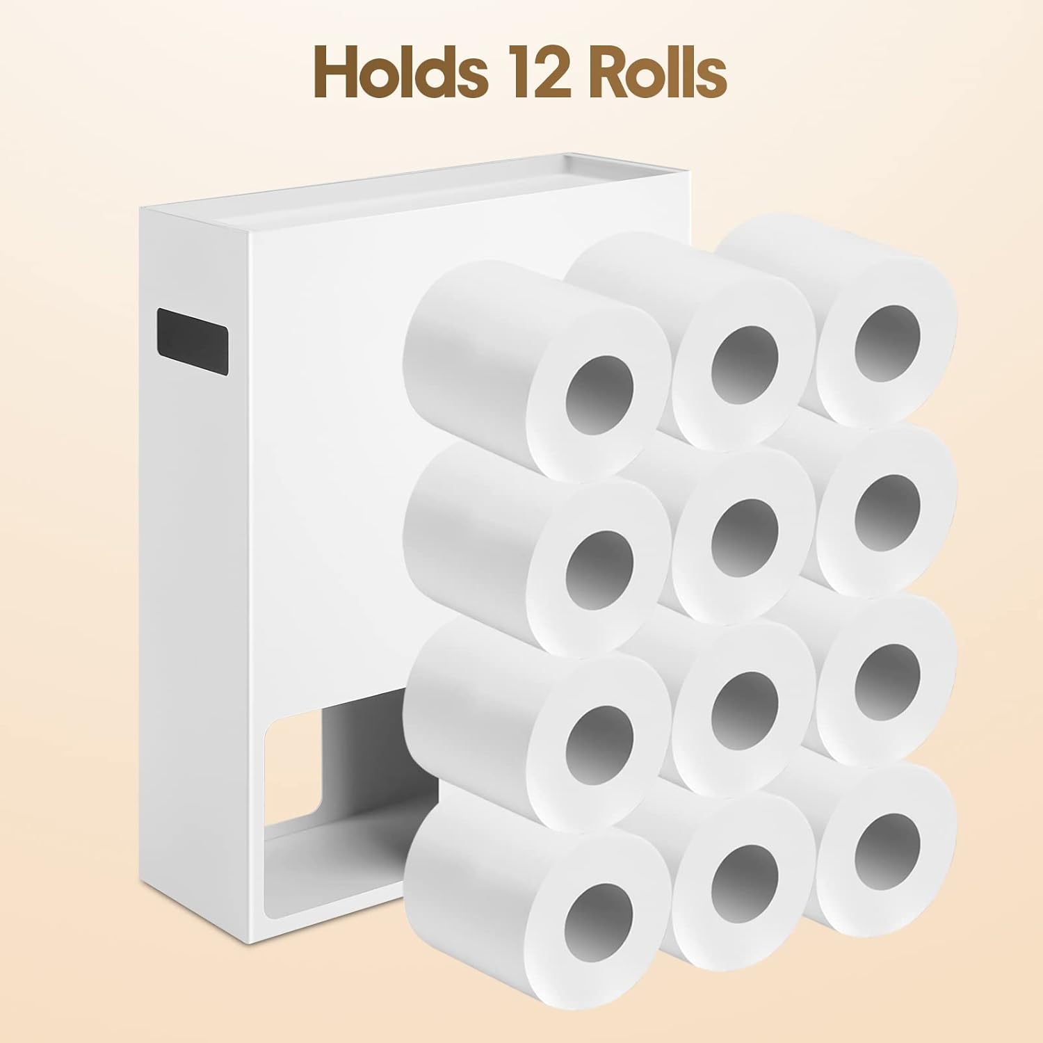 Toilet Paper Storage Organizer, 12 Rolls, White N589989