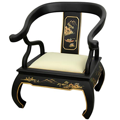 Oriental Furniture Black Landscape Ming Chair