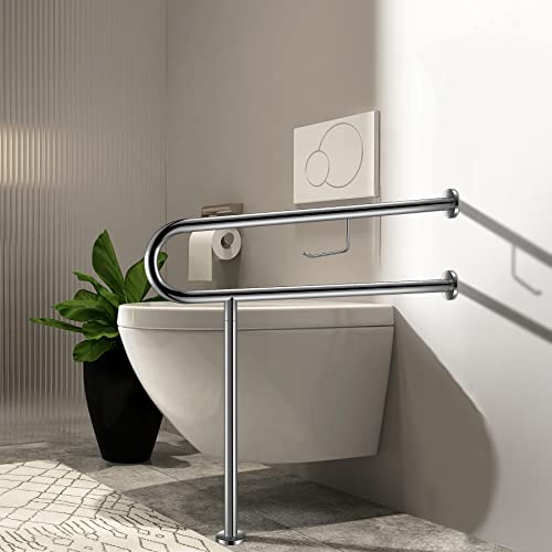 Toilet Grab Bar for Elderly, 24 Inch Height Adjustable Flip Up Bathroom Safety Rail H1737