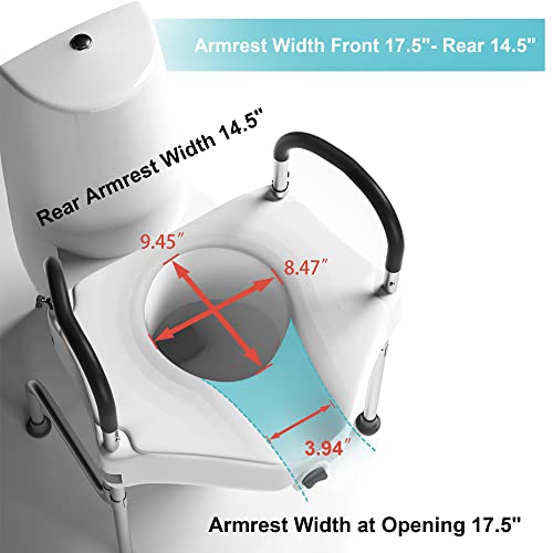 Toilet Seat Riser with Handles for Seniors, 4.5in Raised, Heavy Duty Support up to 330lbs C831