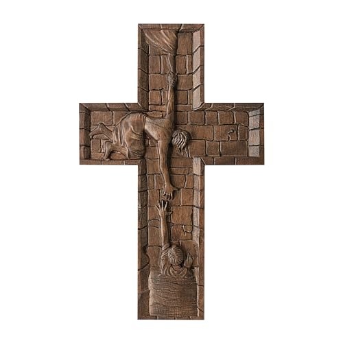 BGCOPPER Crucifix Wall Cross Handmade Wooden with Hook, Christian Wall Art, 14 Inch L40287