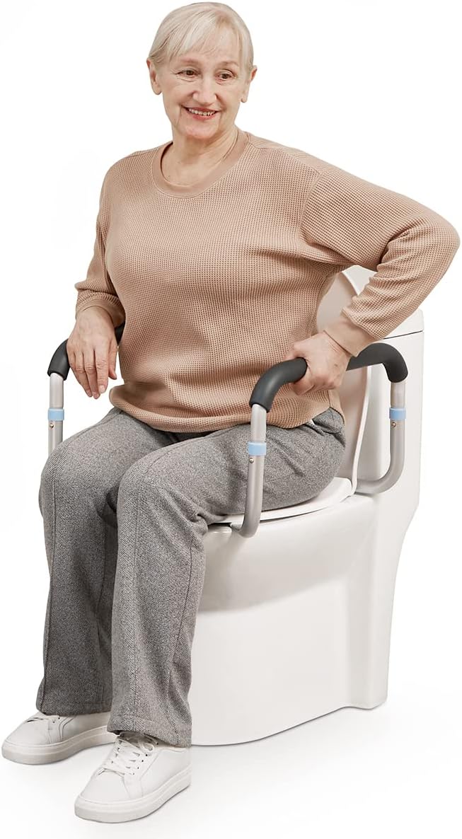 OasisSpace Medical Toilet Safety Rail - Adjustable Compact Support Frame with Hand Rails V931